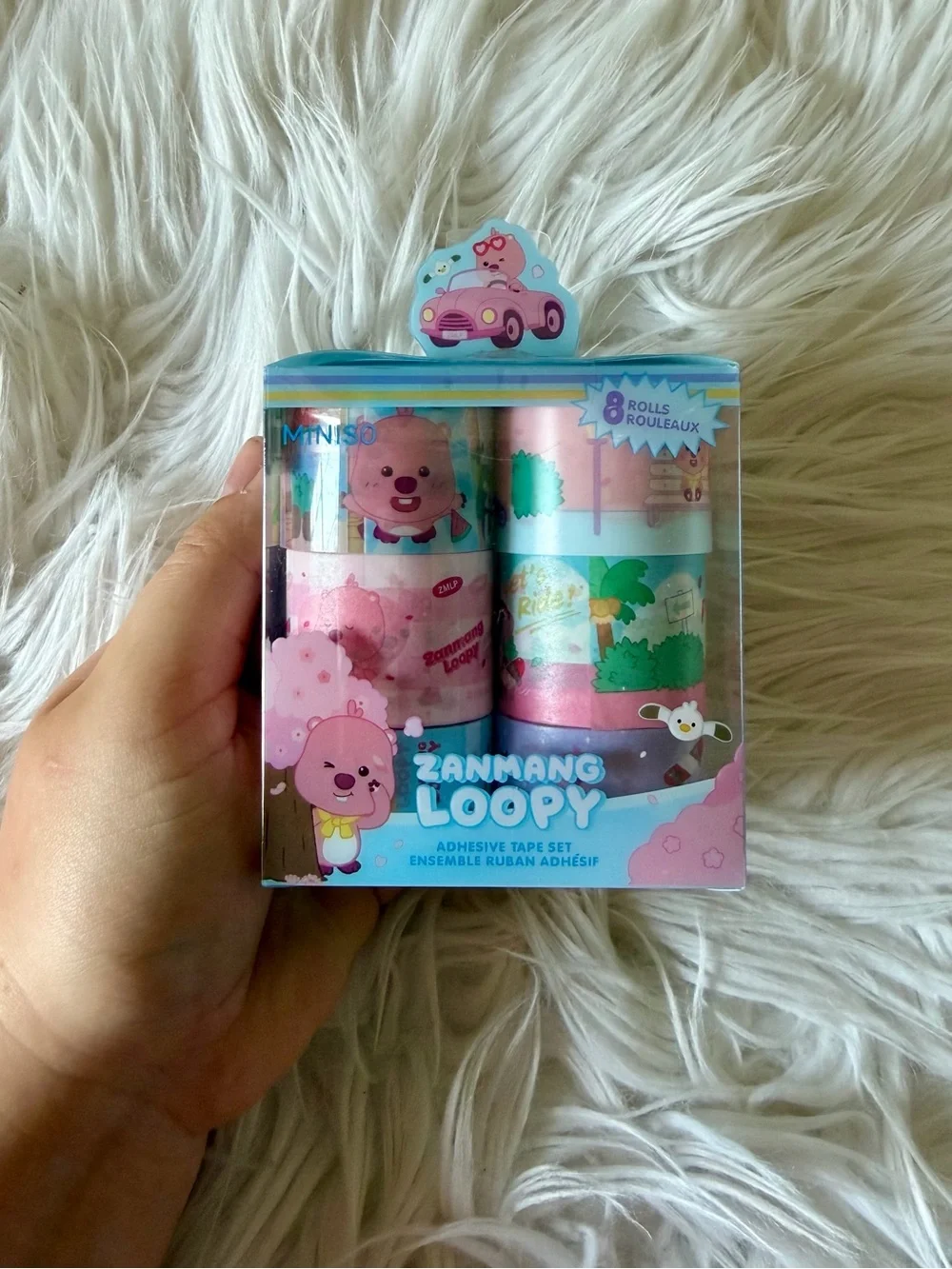 Zanmang Loopy Pink Cute Desk Tape Dispenser and Washi Tape Set